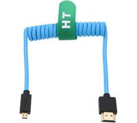 ERYI-Câble Micro Hdmi Vers Hdmi 4K 8K Ultra Hd Pour Appareil Photo Sony A7C A6500 A7Iii Canon Eos M R5 R7 Gh4 X-T4 Z50 F5Pro Atomos Ninja V Monitor Type A D Hdmi 2.1 Bleu Tressé Enroulé 30 Cm