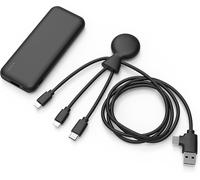 Eryi-Câble Multi Chargeur Usb Et Batterie Externe 7000mah -Câble Multi Usb 4 En 1 : Usb C, Usb, Lighting Et Micro Usb Et Batterie Externe Charge Rapide - Mr Bio Pack Hepta Noir