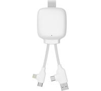 Eryi-Câble Multi-Connecteurs Usb 4 En 1 - Chargeur Universel Et Batterie Externe 3000 Mah En Plastique Recyclé - Gamma Lite Blanc