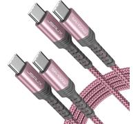 Eryi-Câble Usb C Vers Usb C 100w/5a (Lot De 2, 2m+2m), Câble De Charge Rapide Compatible Avec Nintendo Switch 2 Iphone 16 Pro Max Samsung Galaxy S25 S24 Macbook Ipad Air Pro Carplay - Rose