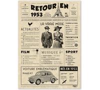 Eryi-Cadeau Original Retour En 1953 - Idée Cadeau 72 Ans Femme Et Homme - Carte Anniversaire 72 Ans Femme Et Homme - Decoration Anniversaire 72 Ans Femme - Carte D`Anniversaire Avec Félicitations