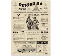 Eryi-Cadeau Original Retour En 1958 - Idée Cadeau 67 Ans Femme Et Homme - Carte Anniversaire 67 Ans Femme Et Homme - Decoration Anniversaire 67 Ans Femme - Carte D`Anniversaire Avec Félicitations