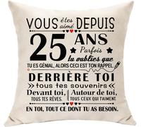 Eryi-Cadeaux D'anniversaire 25 Ans Pour Elle Ou Lui Vous Été Aimé Depuis 25 Ans Décoration Housse De Coussin Pour 25e Fille Nièce Cousin S?Ur Frère Petite Amie Petit Ami Coussin Souvenir (25)