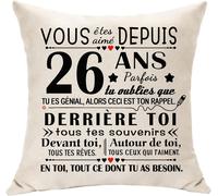 Eryi-Cadeaux D'anniversaire 26 Ans Pour Elle Ou Lui Vous Été Aimé Depuis 26 Ans Décoration Housse De Coussin Pour 26e Homme Femme Cousine S?Ur Frère Amie Petit Ami Coussin Souvenir (26)