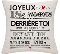 Eryi-Cadeaux D'anniversaire Pour 18 Ans Housse De Coussin Pour Filles Garçons Fille Fils Petite-Fille Petit-Fils S?Ur Frère Amis Cousine Cadeaux D'inspiration Pour 18 Ans(18)