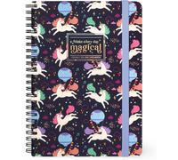 Eryi-- Cahier À Rayures Avec Spirale Large - Format A5, Cahier Spiral, Contient 1 Feuille D'autocollants, 160 Pages Détachables, En Papier Fsc, Élastique De Fermeture, 15 X 21 Cm, Thème Licorne