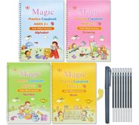 Eryi-Cahier Écriture Anglais Maternelles, 4 Livres Cahier De Pratique Magique, Calligraphie Pour Enfant, Pour Écriture Cursive, Vacances (Multicolore)