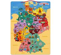 ERYI-- Carte D'Allemagne Magnétique - Puzzle Enfant En Bois - 79 Pièces Aimantées - Découvrir Et Mémoriser - Jeu Éducatif Géographie - Dès 7 Ans, J05477