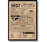 Eryi-Carte D'anniversaire 1937 Cadeau 87 Ans Décoration D'anniversaire Né En 1937 Poster Vintage 87e Anniversaire Femmes 87e Anniversaire Hommes Retour En 1937 (1937)