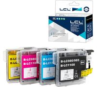 ERYI-Cartouche D'Encre Compatible Lc-980 Lc980 Lc980Bk Lc-980Bk Lc980C Lc980M Lc980Y (4Pk Kcmy) Remplacement Pour Brother Dcp-J140W/145C/165C/185C/195C/197C/365Cn/375Cw/385C/390Cn/395Cn/535Cn/585Cw