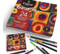 Eryi-Castle Arts Lot De 24 Crayons De Couleur Dans Une Boîte En Étain, Couleurs Parfaites Inspirées De Kandinsky. Avec Des Noyaux De Couleur Lisses De Qualité, Un Mélange Et Une Performance De
