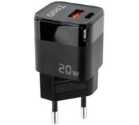 Eryi-Chargeur - Chargeur Mural Avec Un Port Usb-C Et Un Port Usb-A, Puissance De 20 W, Compatible Avec Charge Rapide, Couleur Noire. *