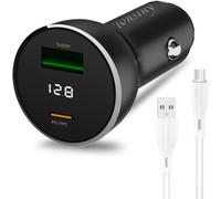 Eryi-Chargeur De Voiture Supervooc Pour Oppo Find X5/X3/Reno8/A54, Adaptateur De Voiture Warp Pour Oneplus 11/Nord 2t/9pro, Chargeur Allume-Cigare 2 Ports 12/24v Avec Câble Usb C Pour Realme Gt Maste