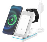Eryi-Chargeur Induction, 3 En 1 Chargeurs À Induction Pour Téléphones Portables Avec Adaptateur, Chargeur Rapide Sans Fil 15w Pour Iphone/Samsung/Apple Watch/Apple Ecouteurs(Blanc)