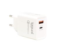 ERYI-- Chargeur Mural Usb À Double Prise Adaptateur Secteur Usb C Type Pd 20 W + Adaptateur D'Alimentation Usb Qc3.0 Compatible Avec Tous Les Appareils Mobiles ¿ Blanc