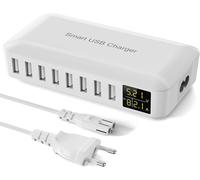 Eryi-Chargeur Usb Multiple, 8-Ports Chargeur Usb Rapide, Prise Usb Secteur, Station De Charge Usb Avec Écran Led, Usb Charger Pour Iphone 15/14/13/Pro/Max, Ipad, Samsung Galaxy S23, Tablet-Blanc
