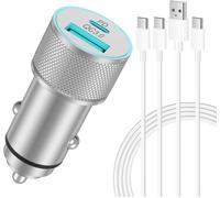 Eryi-Chargeur Voiture Et Type-C Câbles, Prise Allume Cigare Usb C Rapide 38w 2 Ports (Pd/Qc) Et 2x Câbles, Adaptateur Secteur 12v, Pour Iphone 16 15 Pro 16e, Samsung Galaxy, Google Pixel 9/8
