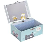 Eryi-- Chat - Boîte À Trésors & Bijoux Musicale - Idéal Cadeau Enfant - Phosphorescent - Brille Dans La Nuit - Musique Let It Be Des Beatles - Colori Vert Céladon