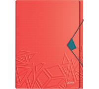 Eryi-Classeur Ménager Avec 5 Compartiments, Fermeture Elastique, Capacité 250 Feuilles, Rouge, Urban Chic, 39970020