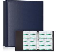 Eryi-Classeur Visites A4 600 Cartes - Bleu Royal 30 Feuilles Rechargeables (20 Poches/Face), Housse Pu Cuir, Design Chargement Latéral Pour Cartes De Visite & Bancaires, Organisation Bureau Profess