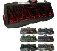 ERYI-Clavier Gaming Gamer 7 Couleurs Led Multimédias Programmable Multicolore Rétro-Éclairé, Touches Gravées Au Laser, Anti-Gost Key-Mg7