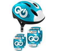 Eryi-Combo Bleu Casque + Coudieres Genouilleres Skids Control Bébé Unisexe, Blue, 50-56 Cm