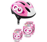 Eryi-Combo Rose Casque + Coudieres Genouilleres Skids Control Unisex-Youth, Pink, 50-56 Cm