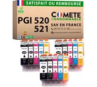 ERYI-Comete, Marque Française - 520Xl 521Xl - 15 Cartouches D'Encre Compatibles Avec Canon Pgi-520 Cli-521 - Pour Canon Pixma Ip3600 Ip4600 Mp550 Mp620 Mp640 Mx860 Mx870 (6 Noir Et 9 Couleur)