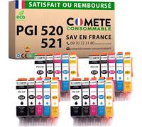ERYI-Comete, Marque Française - 520Xl 521Xl - 20 Cartouches D'Encre Compatibles Avec Canon Pgi-520 Cli-521 / Pg520 Cl521 - Pour Canon Pixma Ip3600 Ip4600 Ip4700 Mp540 Mp560 Mx860 (8 Noir Et 12 Couleu