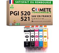 ERYI-Comete, Marque Française - 520Xl 521Xl - 5 Cartouches D'Encre Compatibles Avec Canon Pgi-520 Cli-521 Xl / Pg520 Cl521 - Pour Canon Pixma Ip3600 Ip4600 Ip4700 Mp550 Mp560 Mx860 (2 Noir Et 3 Coule