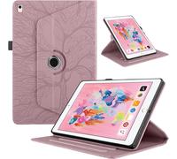Eryi-Coque Compatible Avec Ipad 9.7"" 2018/2017 6th/5th Gen Flip Pu Cuir 360°Rotatif Multi-Angle Stand Housse Cover Avec Réveil/Sommeil Automatique Arbre De Vie Tablette Protection Case,Rose Gold