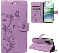 Eryi-Coque Compatible Avec Xiaomi Redmi A5 4g Eu Version (Pas Pour Global Version) Et 1 Pièce Protection Écran En Verre Trempé, Housse Premium En Cuir Pu, Support Et Flip Fonction Étui - Violet