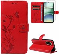 Eryi-Coque Compatible Avec Xiaomi Redmi A5 4g Eu Version (Pas Pour Global Version) Et 1 Pièce Protection Écran En Verre Trempé, Housse Premium En Cuir Pu, Support Et Flip Fonction Étui - Rouge