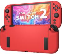 Eryi-Coque De Protection À Prise Texturée Pour Nintendo Switch 2 (2025) \U2013 Coque Tpu Antichoc Mate Rouge Avec Poignées Antidérapantes, Design Ergonomique