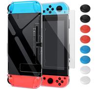 Eryi-Coque Et Protection D'écran Compatible Avec Nintendo Switch, Étui Pc Crystal Clear + Housse De Manettes Séparée + Film De Verre Trempé + Capuchon De Pouce - Transparent (Pas Pour Switch Oled)