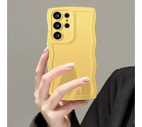 Eryi-Coque Pour Samsung Galaxy S21 Ultra 5g, Housse De Protection Wave Frame Etui En Ultra Léger Et Mince Antichoc Souple Tpu Bumper Cover Pour Filles Femme Full Caméra Protection, Jaune