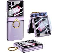 Eryi-Coque Transparente Pour Samsung Galaxy Z Flip 6 Avec Protection À Charnière Magnétique Et Béquille Anneau Et Protection D'écran Externe, Antichoc De Luxe Coque Pour Samsung Z Flip 6 (Violet)