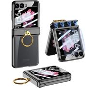Eryi-Coque Transparente Pour Samsung Galaxy Z Flip 6 Avec Protection À Charnière Magnétique Et Béquille Anneau Et Protection D'écran Externe, Antichoc De Luxe Coque Pour Samsung Z Flip 6 (Noir)