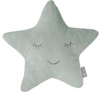 Eryi-Coussin Décoratif Pour Chambre D'enfant En Forme D'étoile Style - 32 X 28 Cm - Oreiller Bébé En Peluche - Visage Souriant Brodé - Vert Givré