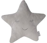 Eryi-Coussin Décoratif Pour Chambre D'enfant En Forme D'étoile Style - 32 X 28 Cm - Oreiller Bébé En Peluche - Visage Souriant Brodé - Gris Argenté