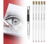 Eryi-Crayon, Professionnel, De Couleur,Dessin,De Charbon De Bois Blanc Esquisse Professionnelle Stylo,6 Pièces