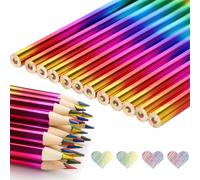 Eryi-Crayons Arc En Ciel Crayon De Couleurs 12 Pièces 4 En 1 Crayon Multicolores De Couleur Pour Art Coloriages Croquis