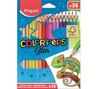 Eryi-- Crayons De Couleur Color'peps Classic - 36 Couleurs Vives - Crayon De Coloriage Triangulaire Ergonomique - Pochette Carton De 36 Crayons En Bois Certifiés Fsc