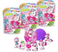 ERYI-Craze Unicorn Pack De 3 Boules De Bain Surprise, Bombes De Bain Arôme Pop-Corn Avec Figurine Licorne, Testé Dermatogoliquement
