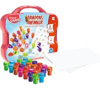 ERYI-Creativ - Mallette Animaux Loisirs Créatifs Pour Enfants Dès 3 Ans-26 Tampons Pré Encre Lavable-J41476, 41476, Multicolore