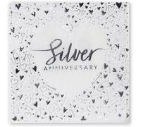 Eryi-Creative Party- Silver Anniversary Lot De 16 Serviettes De Table En Papier Estampillé 3 Plis 33 Cm, J042, Argenté, 13 Inch