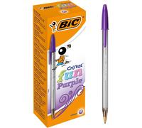 Eryi-Cristal Fun Stylos-Bille Pointe Large (1,6 Mm) - Écriture Large Et Intense - Violet, Boîte De 20