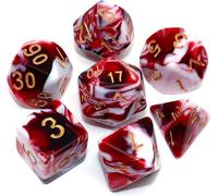 Eryi-D&d Mtg Jeu De Dés Polyédriques Mélangés Rouges Et Blancs Pour Donjon Et Dragons D&d Mtg 7 Dés Polyédriques