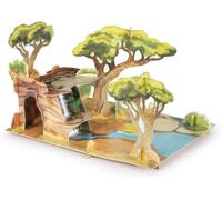 Eryi-- Décor 3d La Savane - Jouet Imaginatif Pour Enfants Dès 3 Ans - 21 Pièces À Assembler - Compatible Mini Figurines - Carton De Qualité - Univers Animaux Sauvages - Fabriqué En France