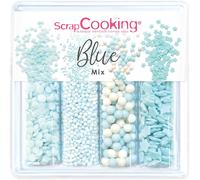 Eryi-- Décors Sucrés « Blue Mix » 64g - Assortiment 4 Variétés : Confettis, Mini Billes, Perles, Étoiles - Décorations Pâtisserie, Desserts, Gâteaux, Cupcakes, Anniversaires - 7510